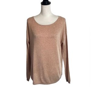 Copper Key Tan Scoopneck Round Hem Soft Knit Long Sleeve Pullover Sweater L